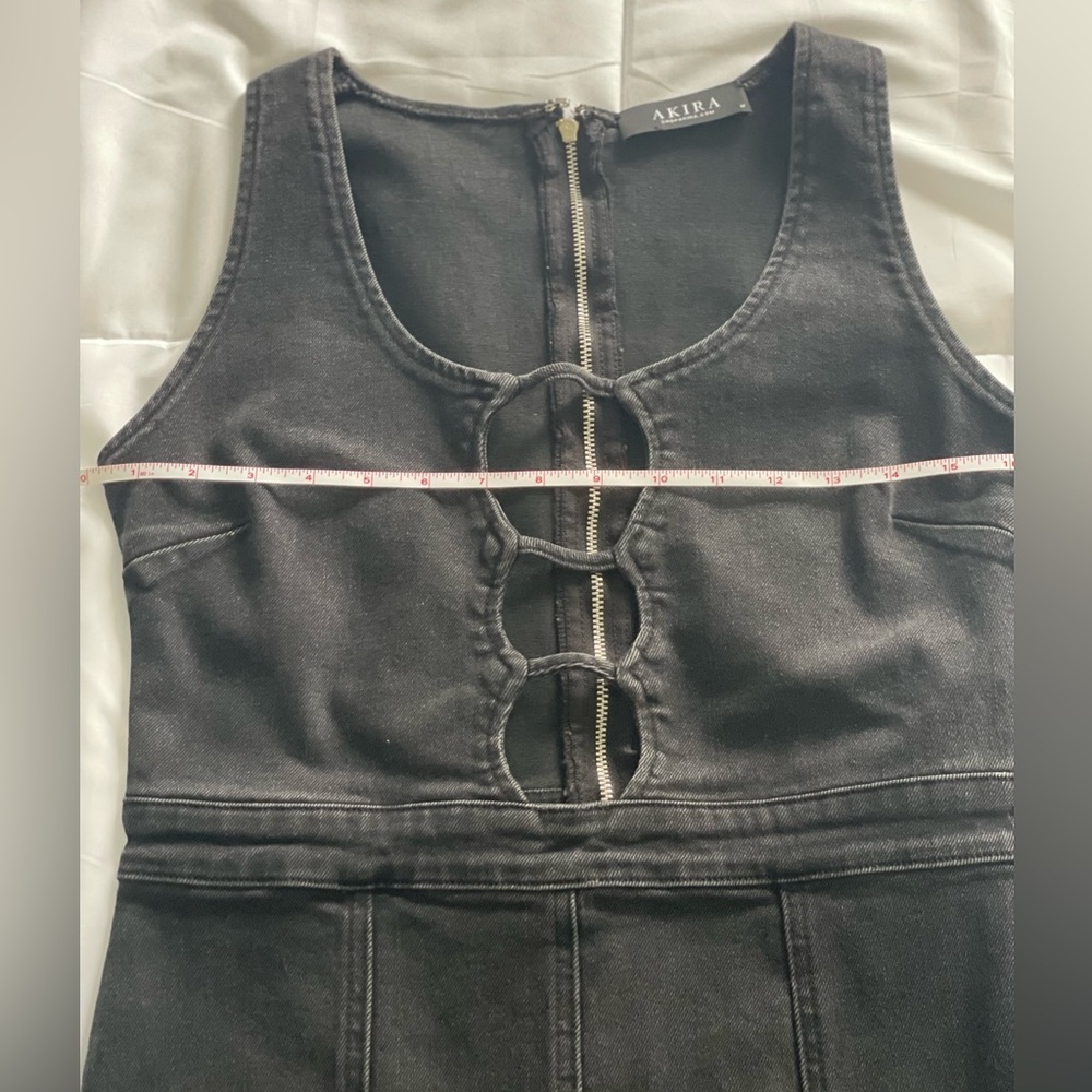 AKIRA Black and Gray Cut Out denim Sheath Dress - Picture 8 of 8